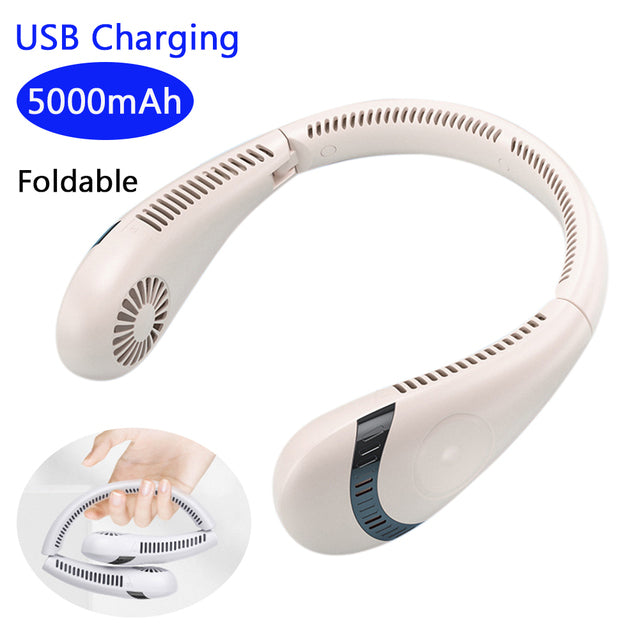 Portable Hanging Neck Fan with Digital Display