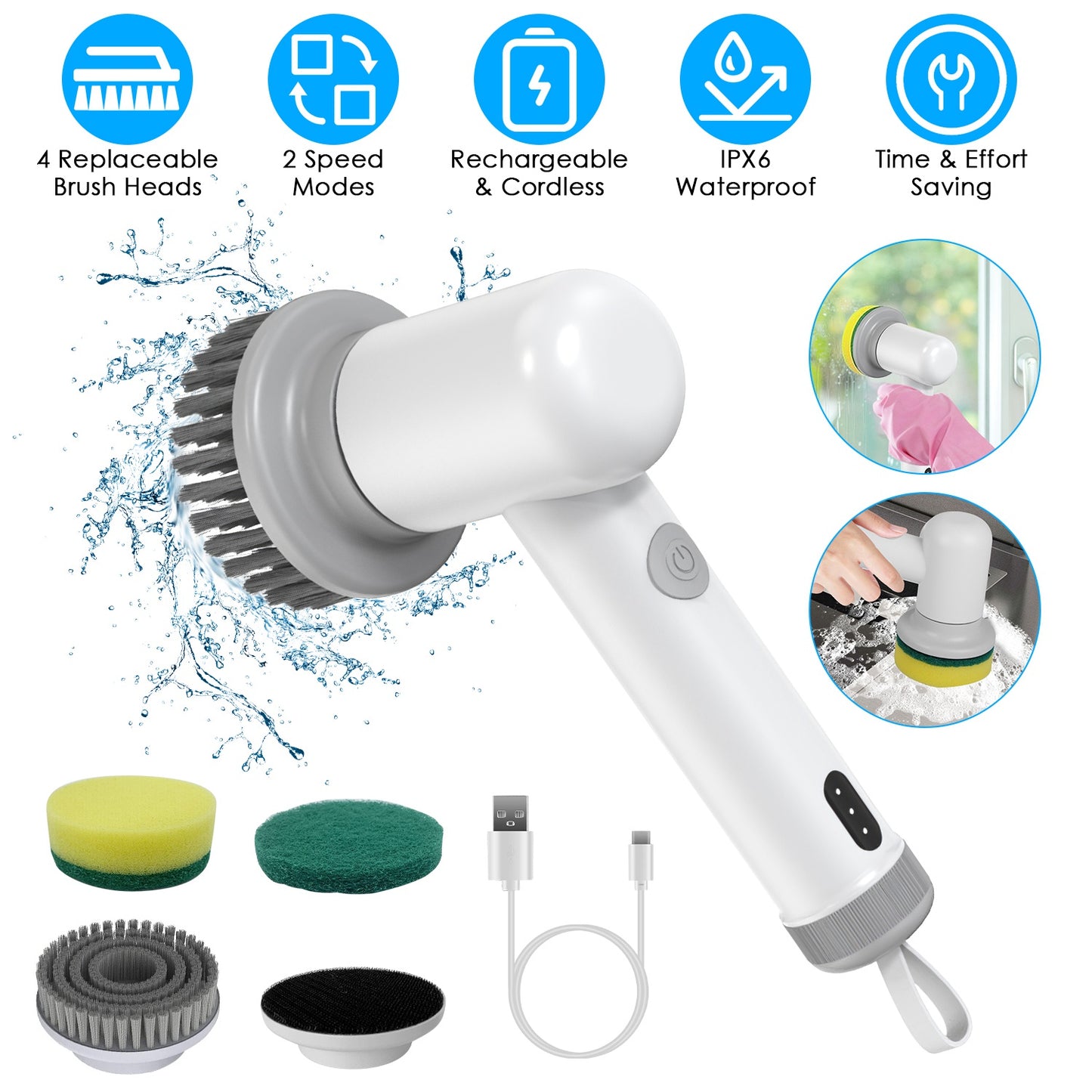 Electric Spin Scrubber – Powerful Cordless Cleaning Brush